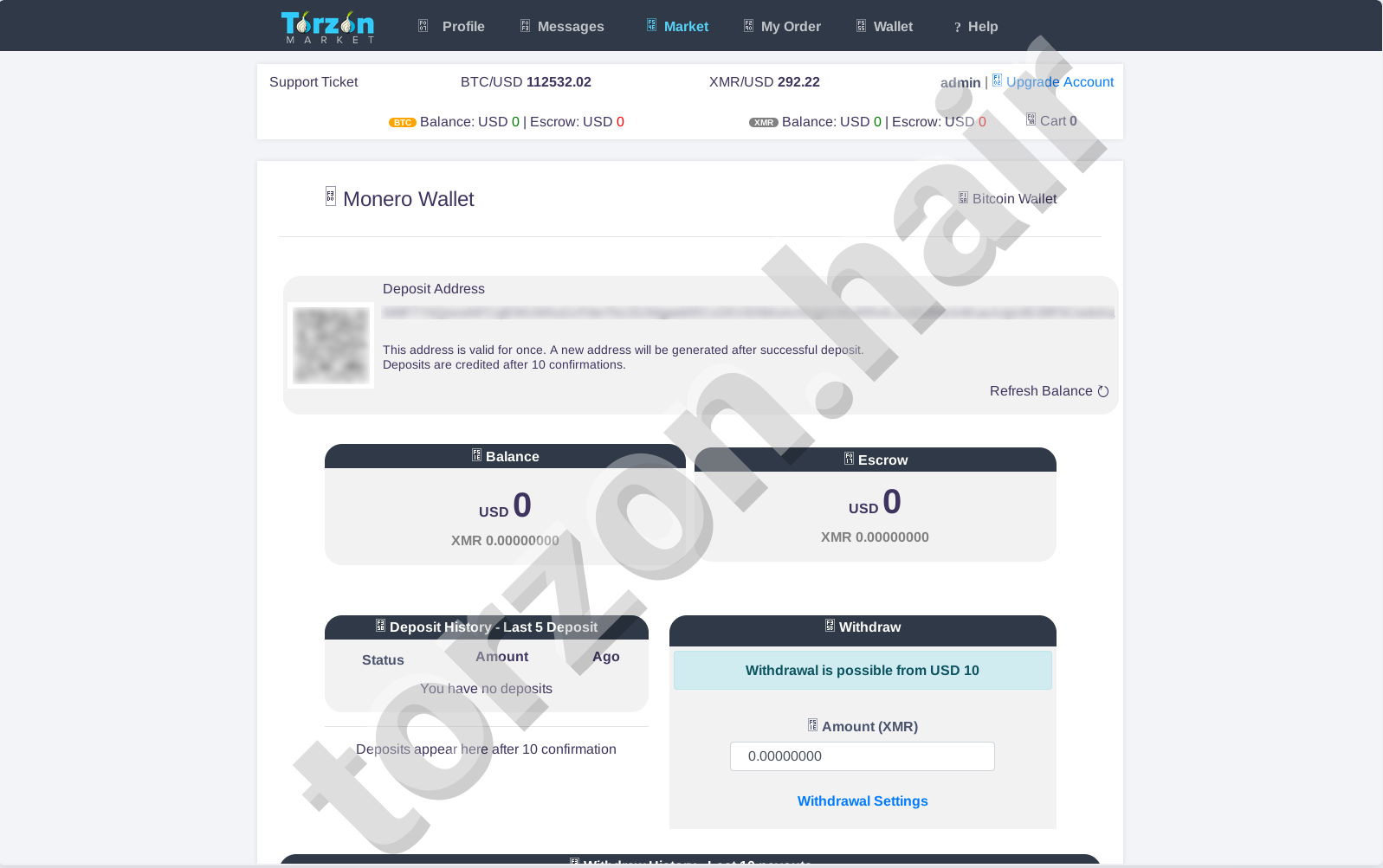Torzon Market Monero Wallet